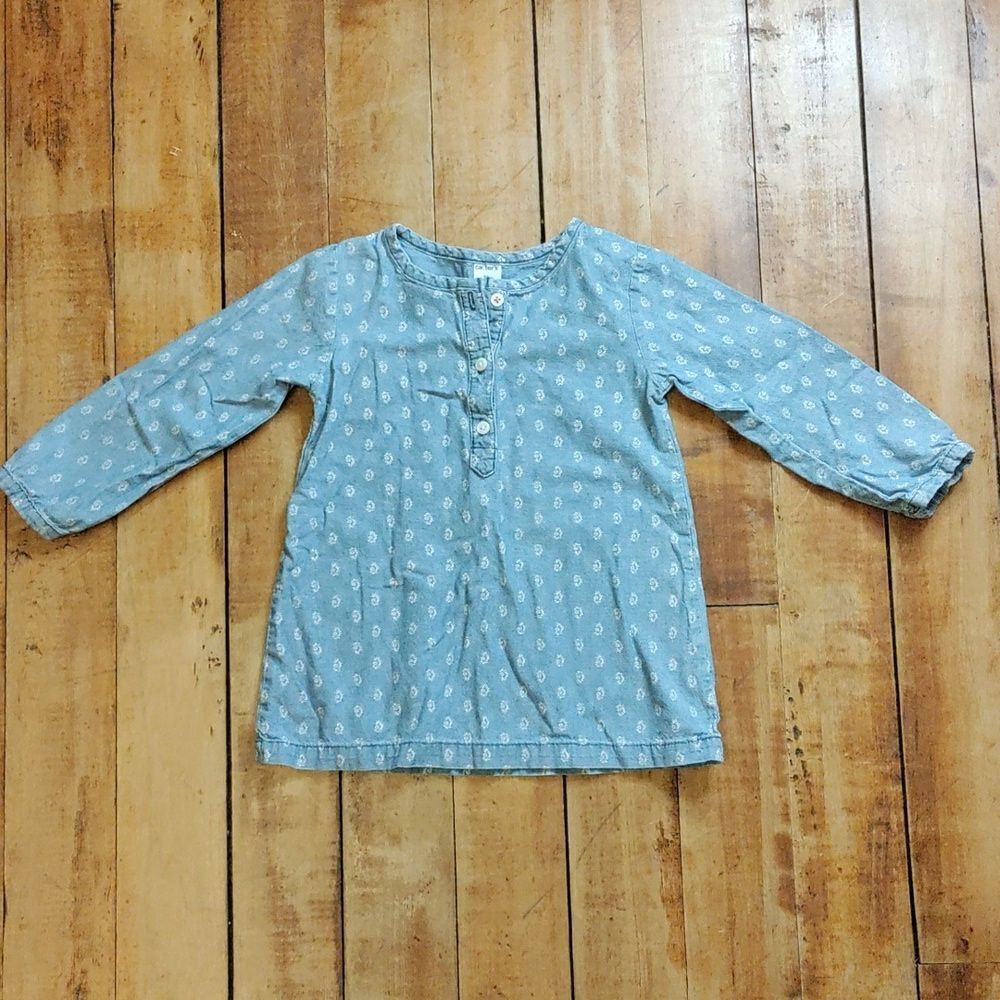 Carters long sleeve 3T blue cotton chambray spring boho Easter denim shirt